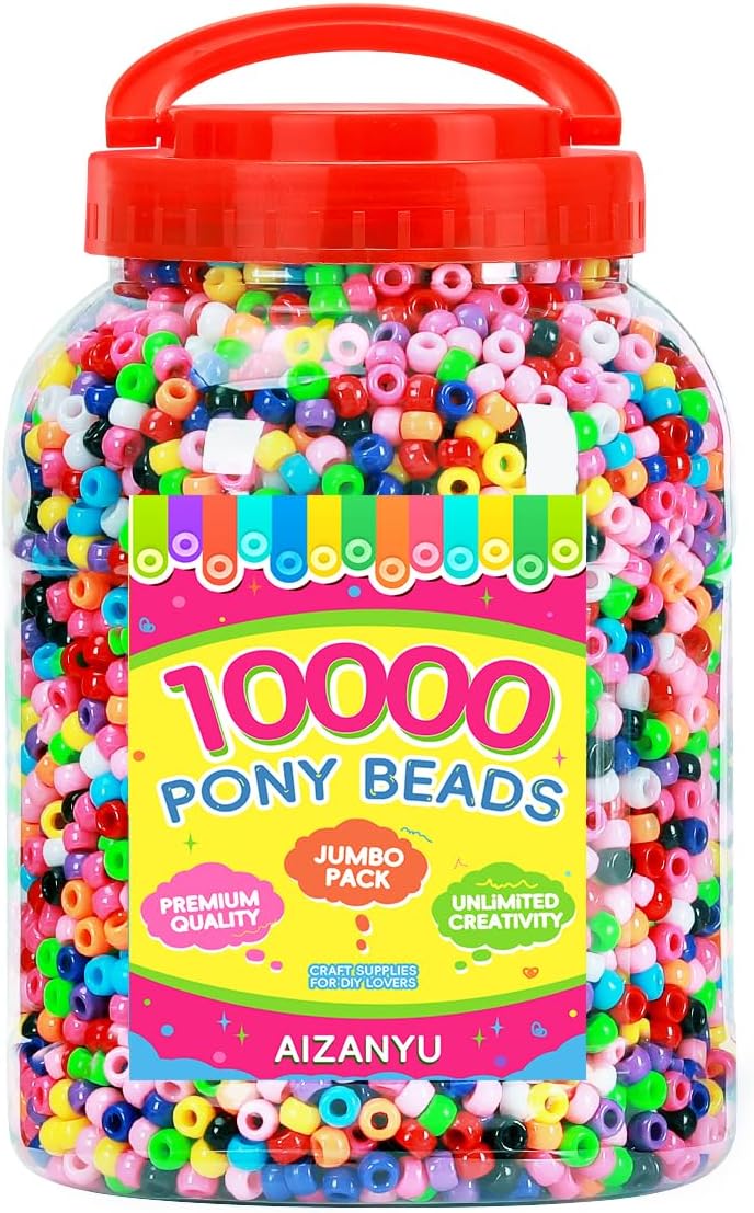 pony beads bulk 10000+ multi-colored beads for making, main product view