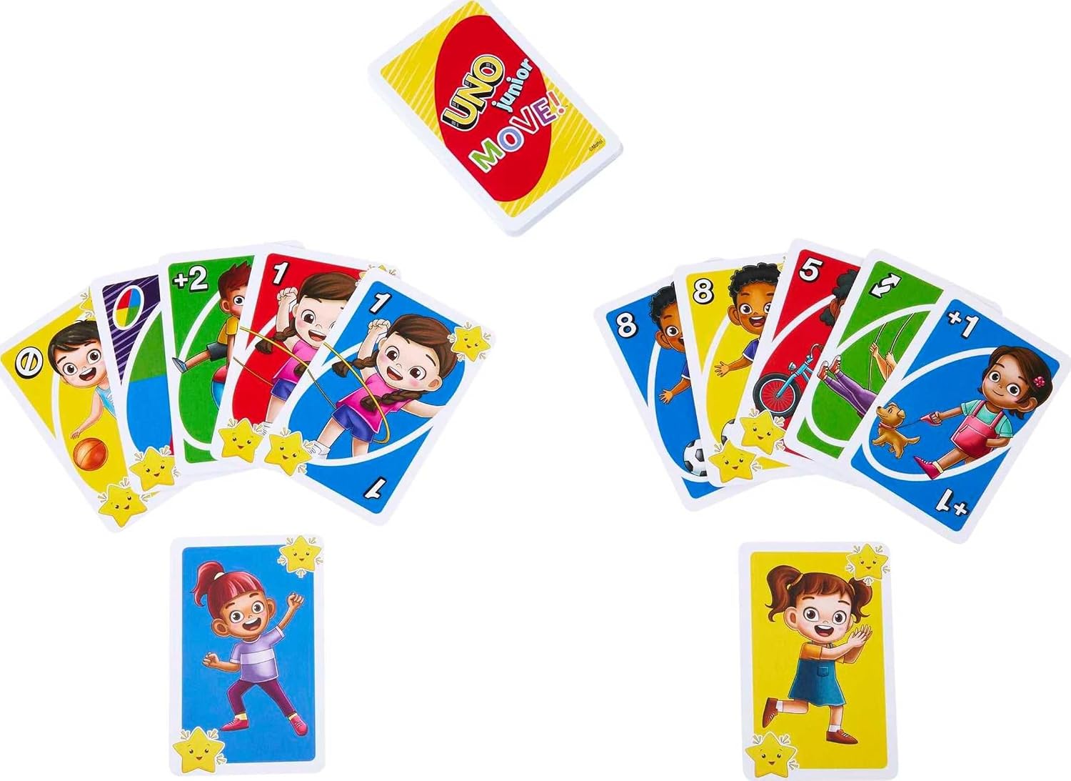 Mattel Games UNO Junior Move Kids Card Game with Action Rules for Family Night, Game Night, Travel, Camping and Party, UNO Cards