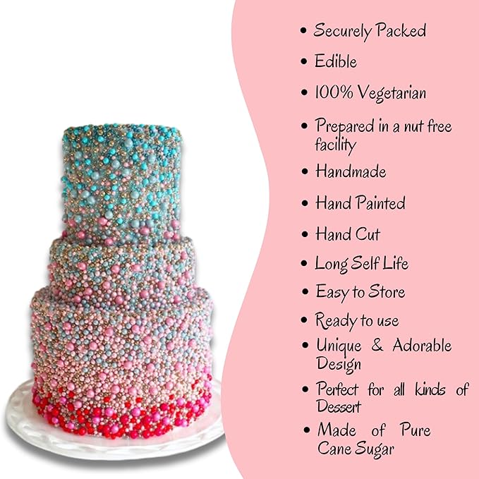 Confect Pearl Sprinkles | Edible Disco Ball Sprinkles for Cakes & Cupcakes Decoration | Pack of 5 Mix Bright Orange, Copper, Pink, Red & Bronze Dragees - Carnival |Vegan, Gluten-Free, Nut-Free, Soy-Free, Dairy-Free, Palm Oil-Free- 5 Oz
