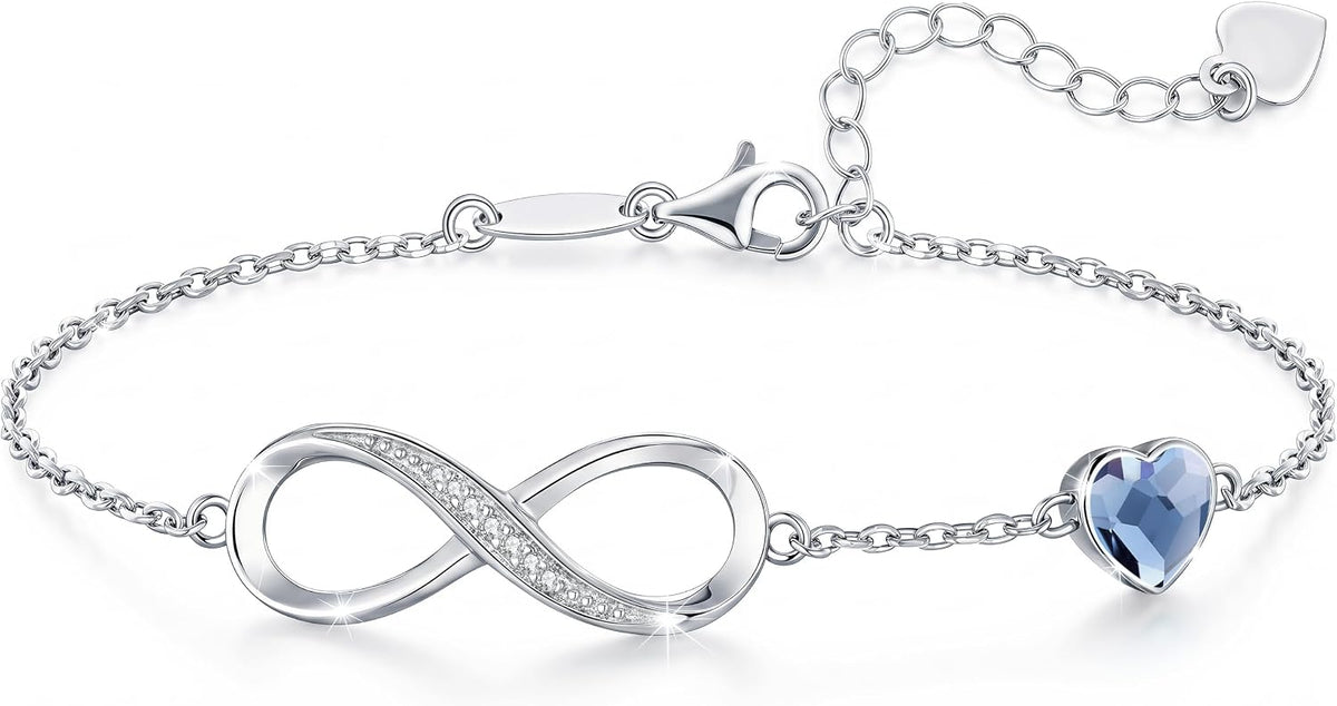 CDE 925 Sterling Silver Infinity Birthstone Bracelet Jewelry Gift for Women