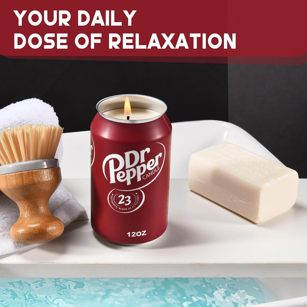 Doctor Pepper Candle - Smells Like the Real Soda - Cute Candles for Cool Gifts - Funny Candles for Any Occasion - Cute Things for Aesthetic Room Decor - Cool Candle for Cool Things