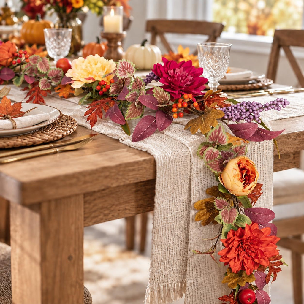 nuptio 6ft fall garland for mantle: fall decor, main product view