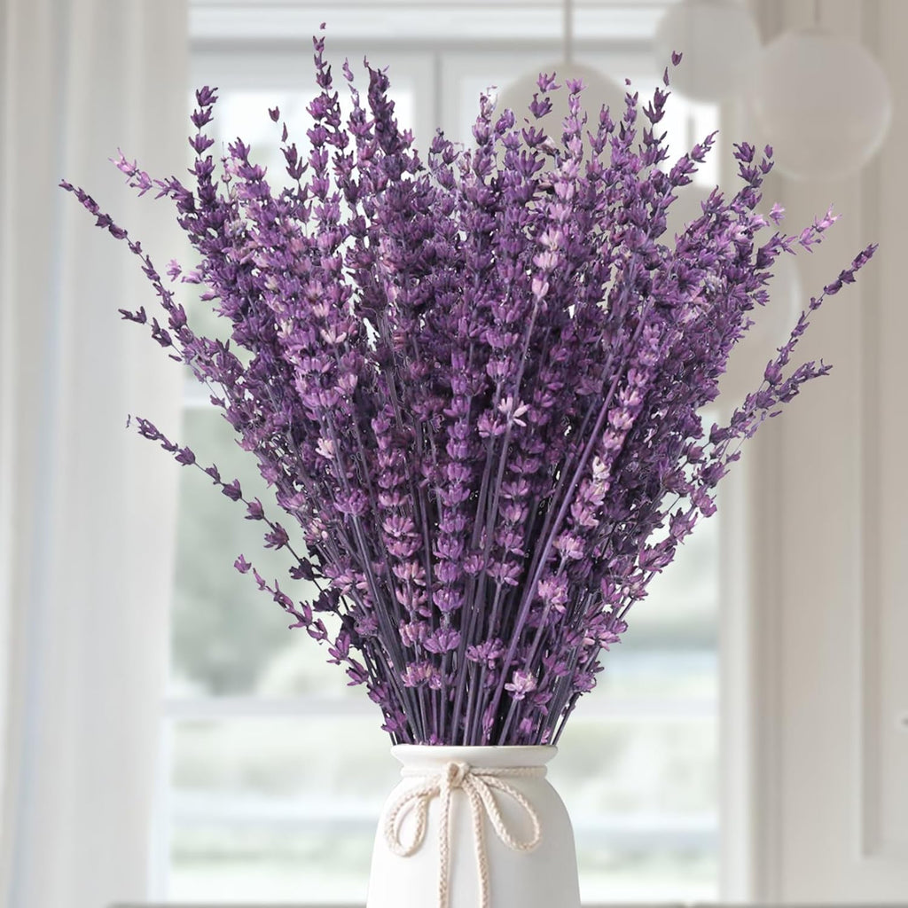 Dried Lavender Flowers, Preserved Lavender Bouquet 15-17 Inches, Purple Lavender Bundle for Shower, Home Decor, Vase Filler, Wedding Decorations, Aromatherapy, DIY Crafts, 50g(1.76oz)