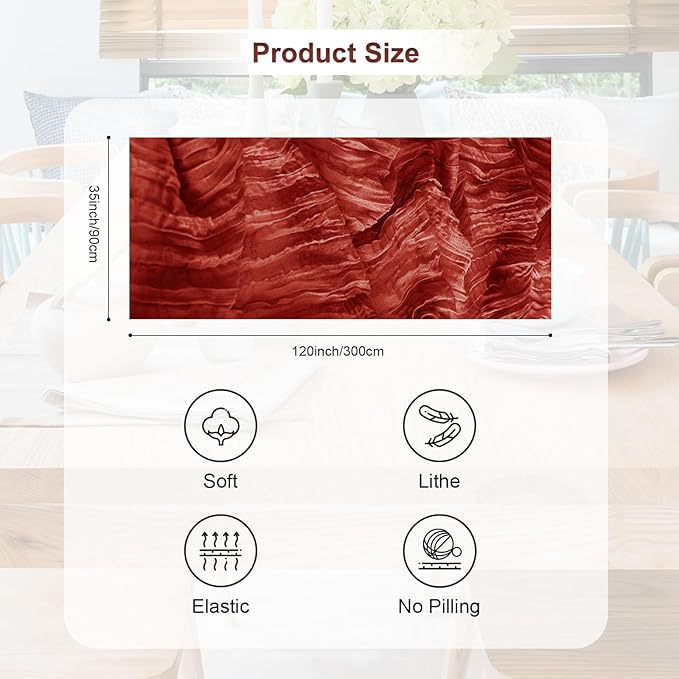 6 Pack Terracotta Cheesecloth Table Runner 35x120 Inch 10Ft Rustic Gauze Cheese Cloth Thanksgiving Table Runner Sheer Cheesecloth Table Runners for Wedding Party Bridal Shower Decoration