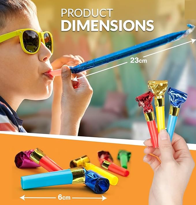 25pcs Party Blowers,Colourful Noisemakers Party Blowouts Squawkers Fringed Noise Maker,Birthday Noisemakers Birthday Blow Horns Party Whistles
