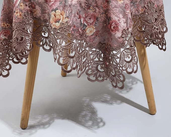 vctops Damask Lace Patchwork Tablecloth Luxury Square Small Table Cover Elegant Floral Embroidered Lace Table Cloth for Party Kitchen Dinning Picnic Decoration (Type F,32"x32")