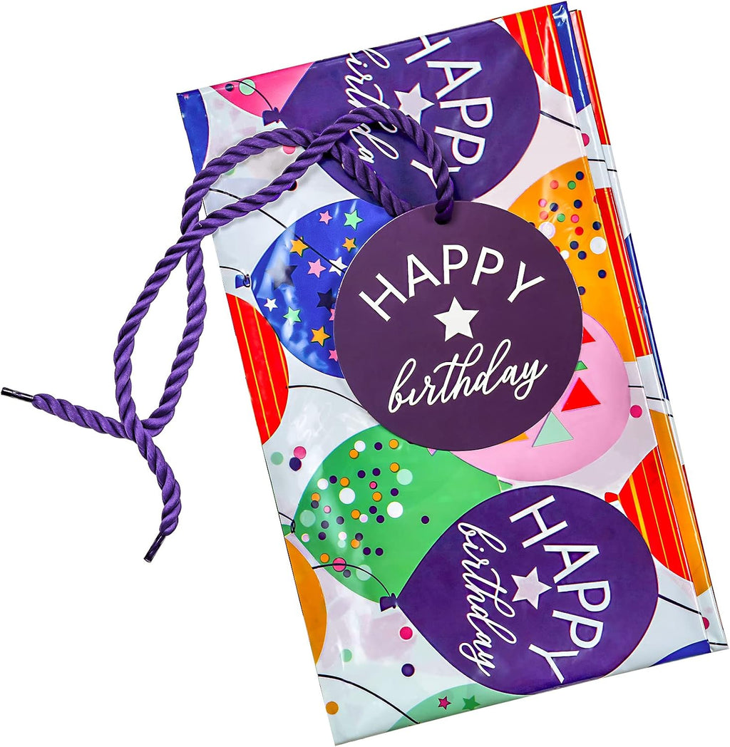 WRAPAHOLIC 56" Large Birthday Plastic Gift Bag - Colorful Balloon with Confetti Design for Kids Birthdays, Parties or Celebrating - 56" H x 36" W