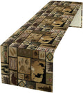 Vintage Deer Bear Table Runner, Fish Retro Farmhouse Cabin Lake Country Lodge Table Runner for Home Dinner Kitchen Living Room, 13x108 Inch