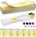 Polymer Material Reusable Napkin Band, Glue-Free Tear-Proof Water Resistant Oil-Proof Napkin Bands Set of 200(Front Gold Color and Back Silver), 6 Adjustable Sizes Napkin Rings
