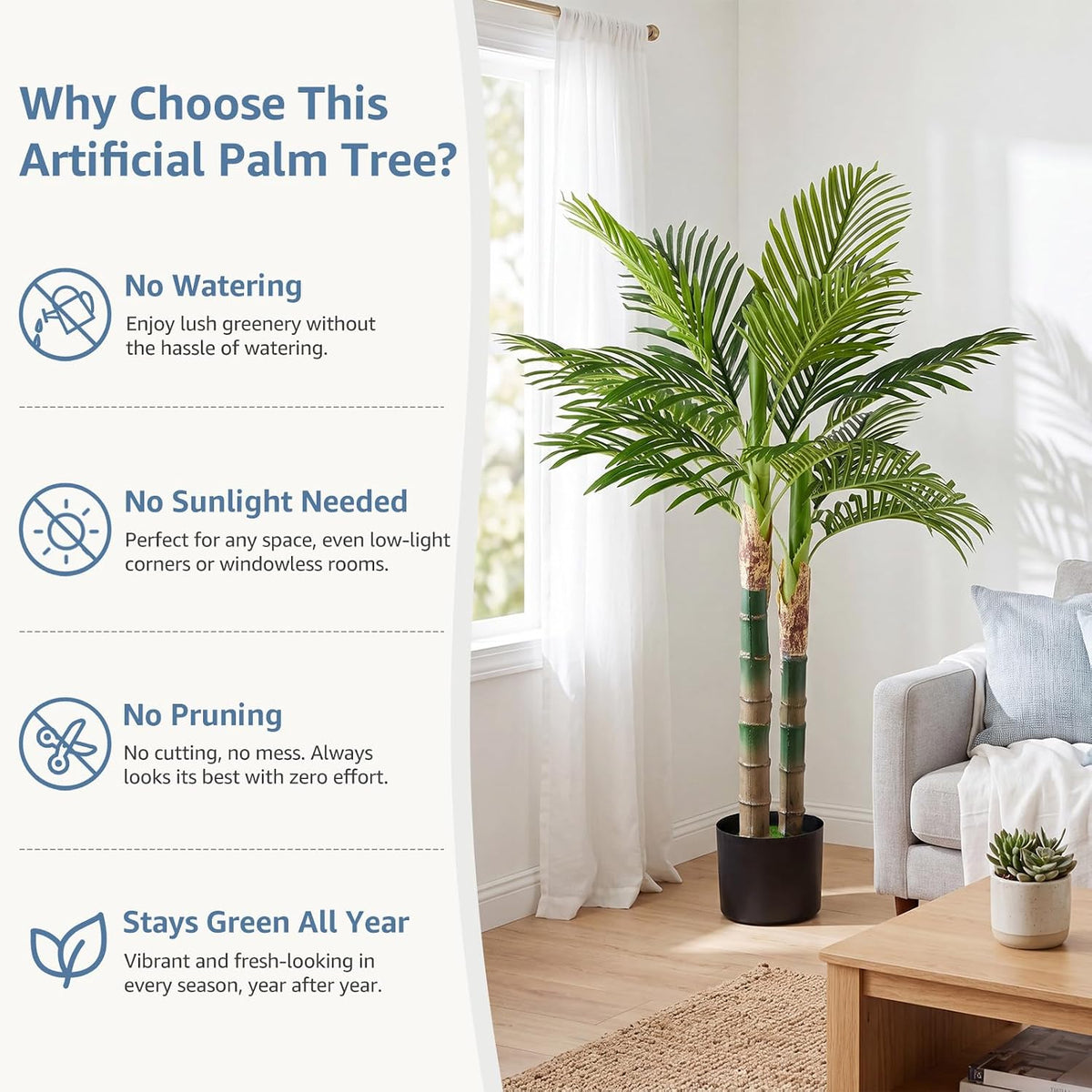 dumos 47in artificial palm tree, realistic faux indoor, package contents