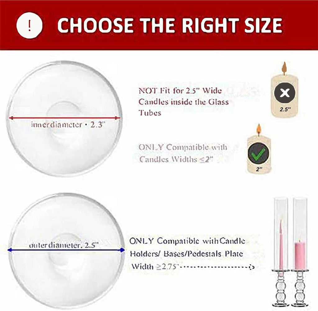 CYS EXCEL 6 PCS Glass Hurricane Tubes (H:14" D:2.5") - Fits Candles up to 2" Wide, Requires Holder Base 2.75" or Wider