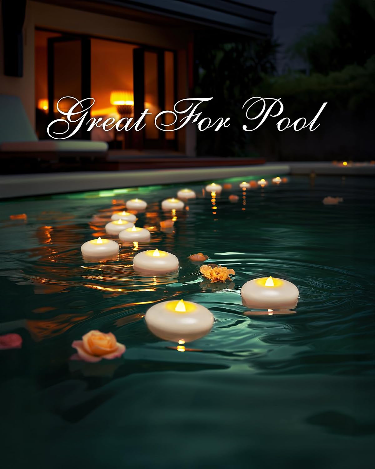 Homemory 48Pack 3" White Flameless Floating LED Candle, Waterproof Tealight