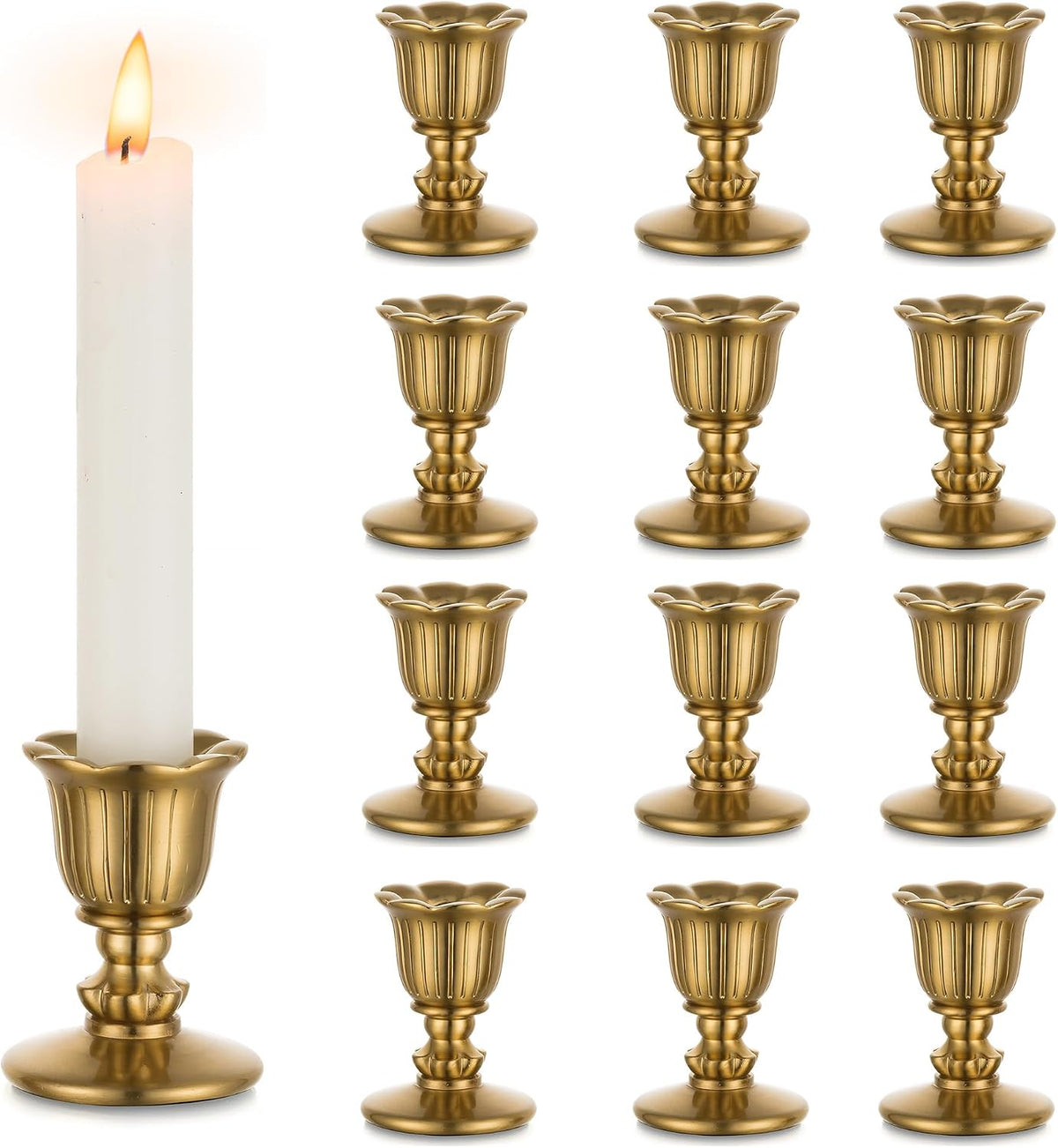 Vintage Candlestick Candle Holders Brass - Romadedi Taper Gold Candle Stick V...