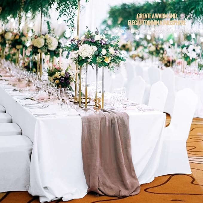10 Pack Polyester Tablecloths, White 90 x 156 Inch Polyester Table Cloth for 8 Foot Rectangle Tables, Stain and Wrinkle Resistant Washable Fabric Table Cover for Wedding Banquet Restaurant Party