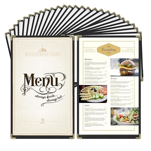 Goodsmart Restaurant Menu Covers – 25 Pack Black 2-View, Top-Loading Menu Holders, Vinyl & Plastic Café Menu Covers, Clear Menu Sleeves, Fits 8.5" x 14", Leather-Style Design, Gold Corners