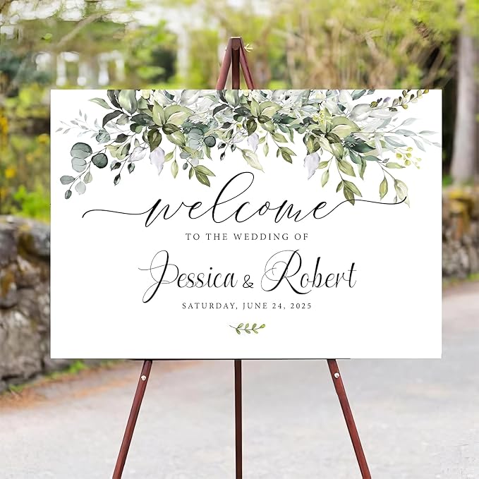 Generic Personalized Wedding Welcome Sign, Rustic, Modern, Plastic, 18x27 Inch, Wedding Decor, Indoor/Outdoor