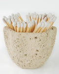Concrete Matches Holder with Striker-Beautiful Petal Shape Match in Jar-for Cute/Fancy/Long Candle Match,Refresh Any Modern Home Decor with Premium floral Jar-No Matches (milky beige)