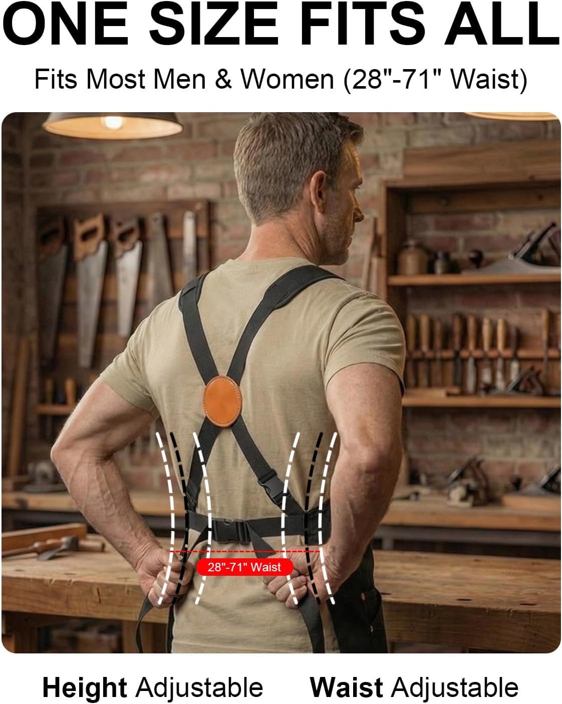 Heavy Duty Canvas Tool Aprons for Men: 6-Pocket, with Quick-Release Buckle, E...