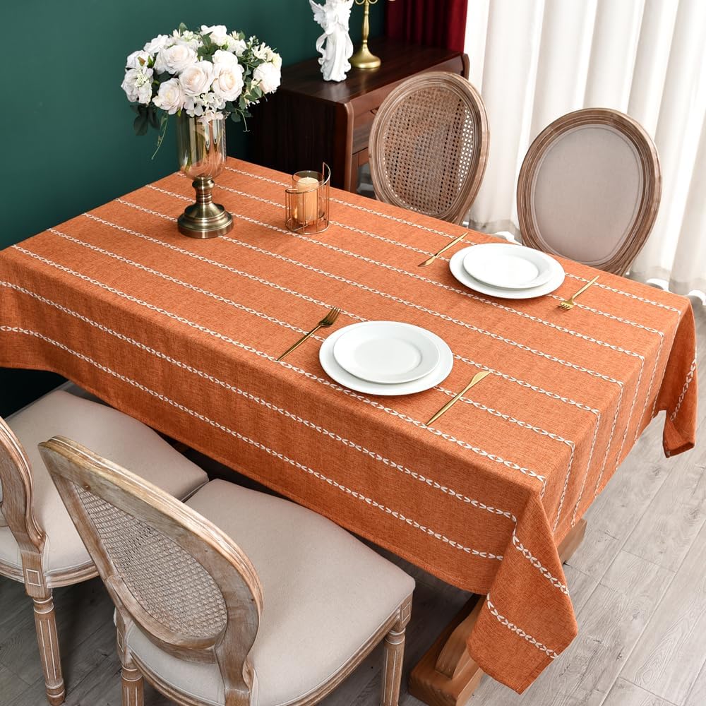 Zobesta Orange Tablecloths Rectangular 98x53 Inch Fall Table Cloth Linen