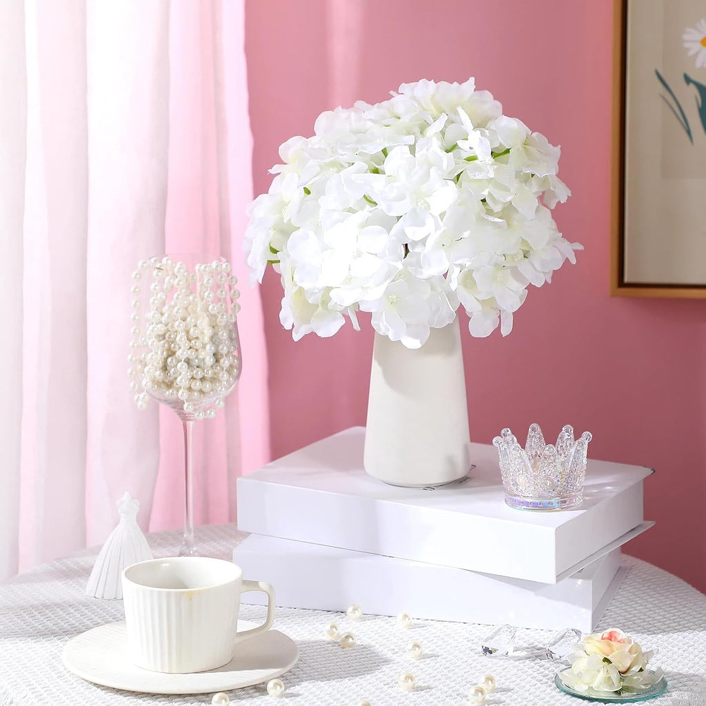 zeyune 200 pcs white artificial hydrangea flowers bulk, close-up detail