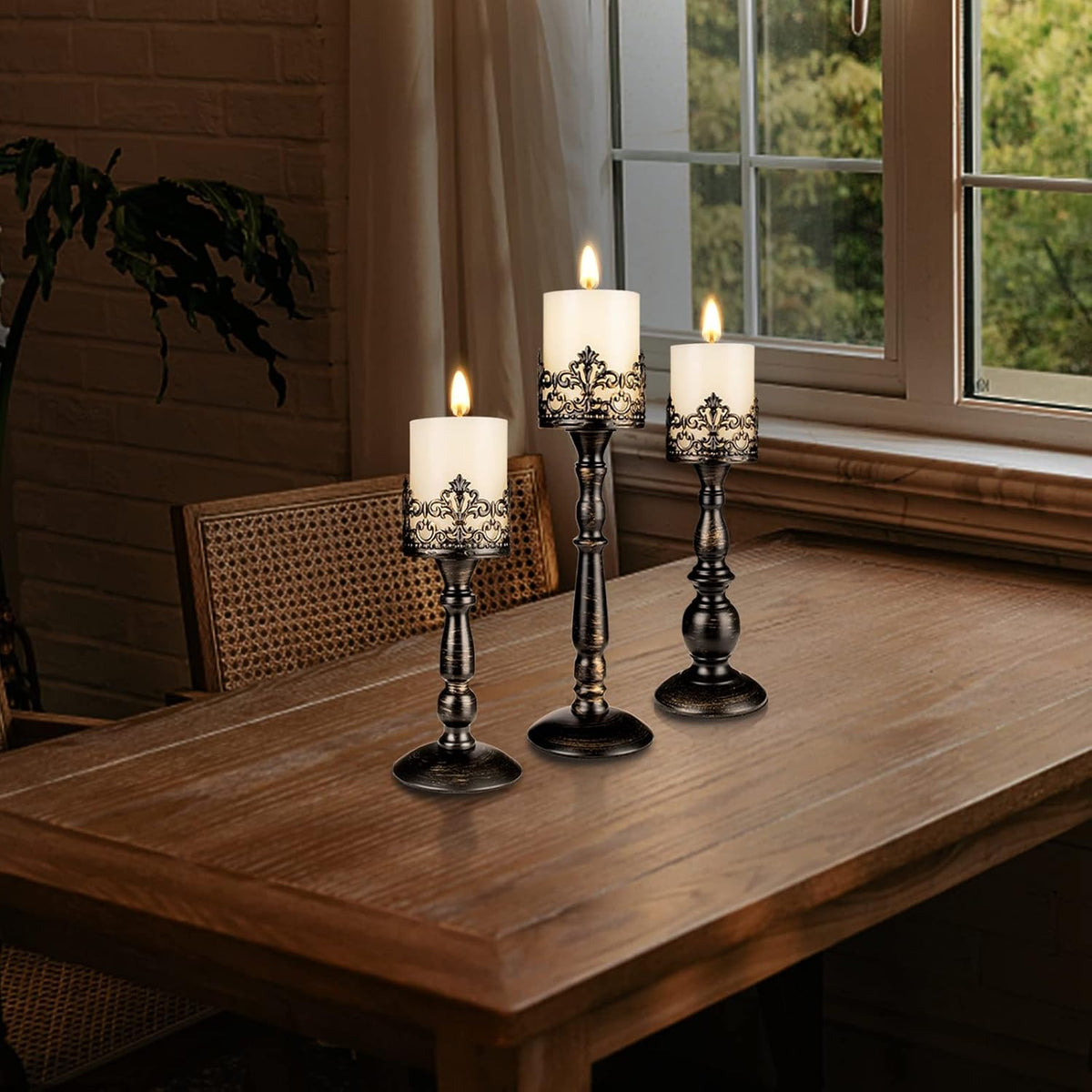 Vintage Candle Holder for Table Centerpiece Gothic Candle Stand Set