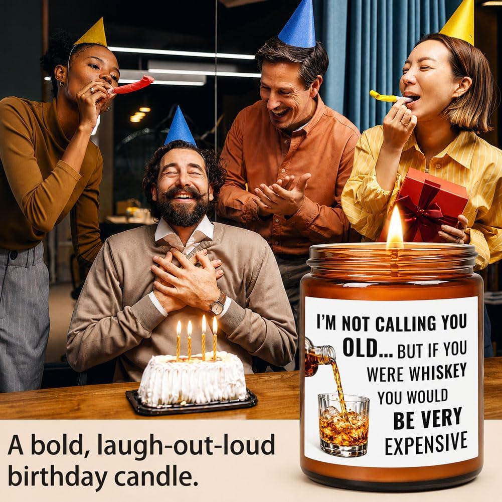 Funny Birthday Gifts for Women Men, 40th 50th 60th 70th 80th Birthday Gifts for Mom Dad Grandpa Husband Boyfriend Best Friend Sister Uncle Brother Coworker, Age Humor Novelty Candle Gift, 9 Oz