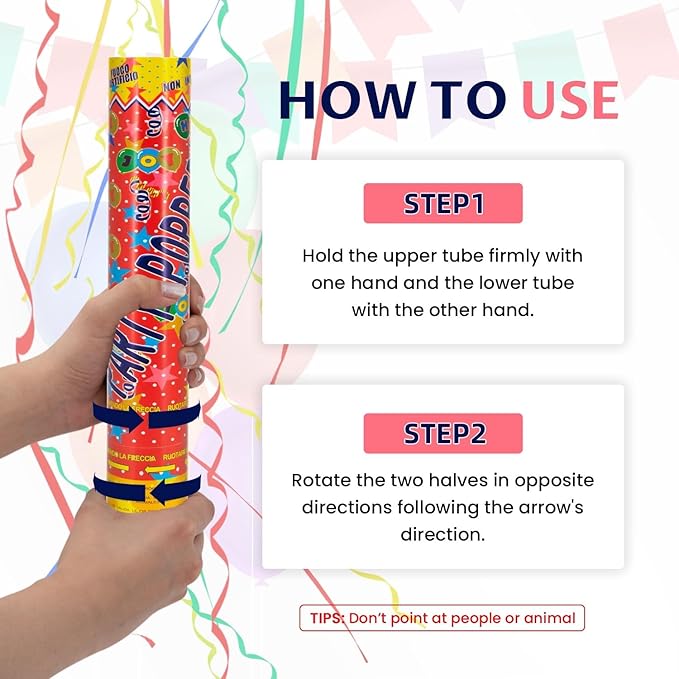 Confetti Cannon 12Inch Multicolor confetti popper party streamer Biodegradable 12Pack Party Popper Streamer Shooters for Weddings Birthdays Graduations Baby Showers Christmas New Year Celebrations