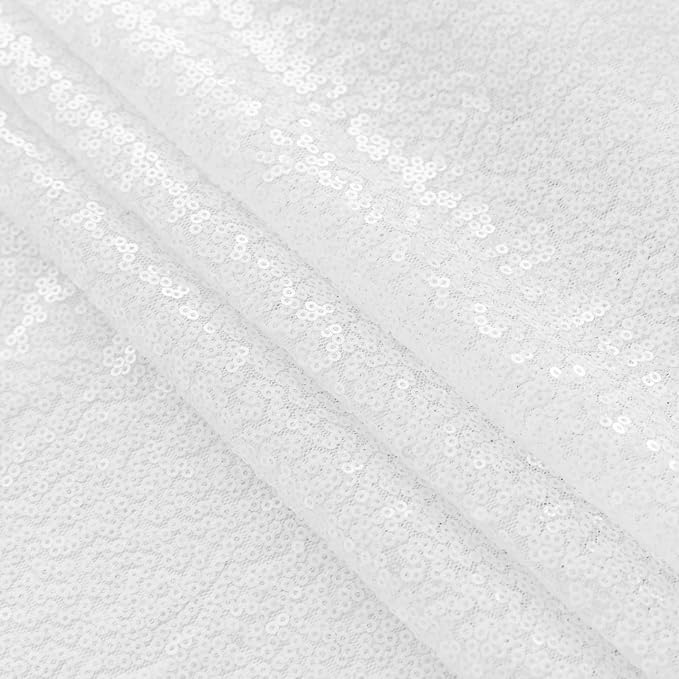 Sugargirl White Sequin Backdrop Curtain 4 Panels 2FTx8FT Glitter White Background Drapes Sparkle Photography Backdrop for Party Wedding Birthday Wall Decoration