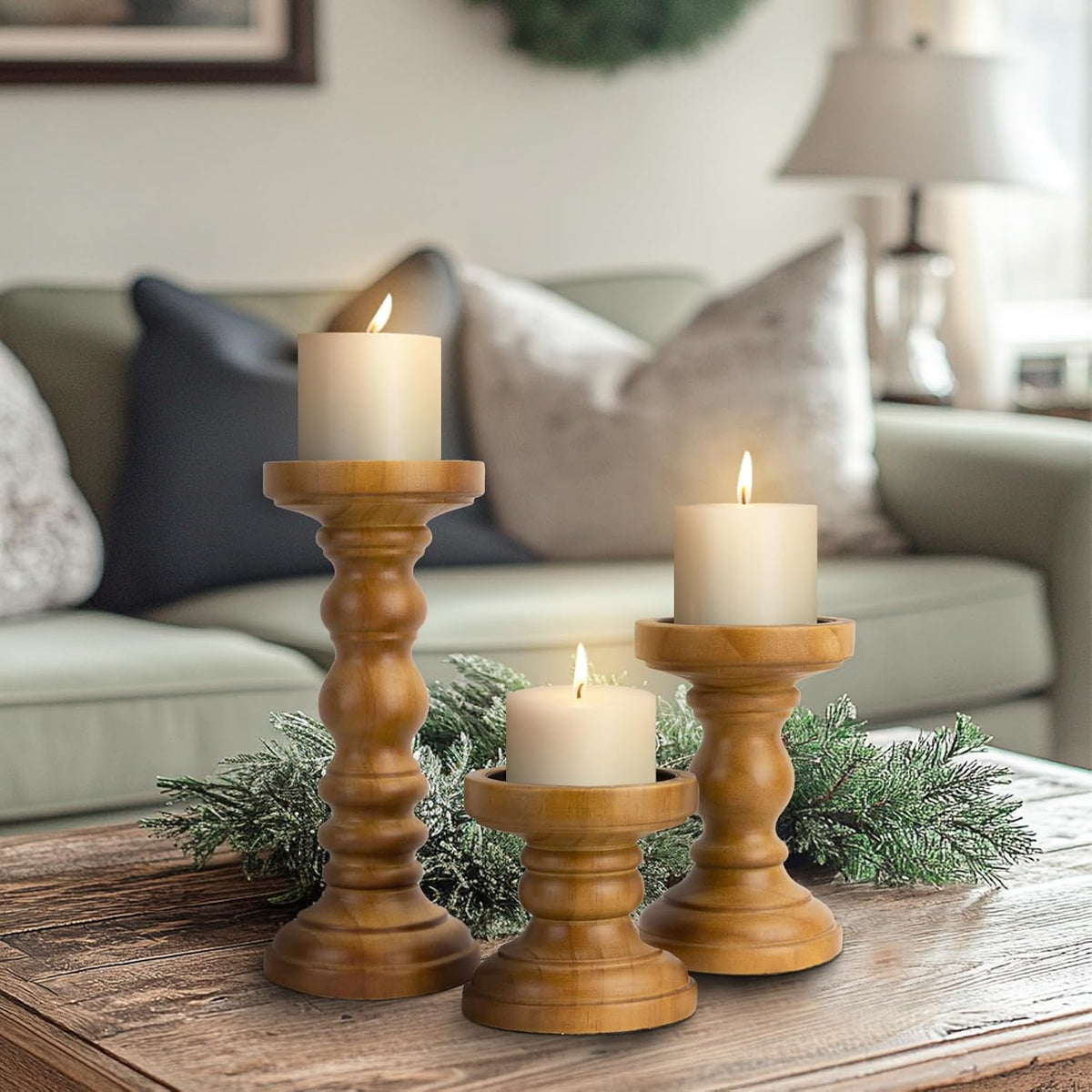 candle holder for pillar candle set of 3, side view