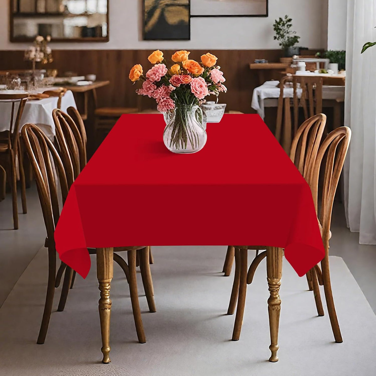 54IN X 320FT Plastic Table Cover Roll with Cutter Box, Cut to Size Plastic Ta...