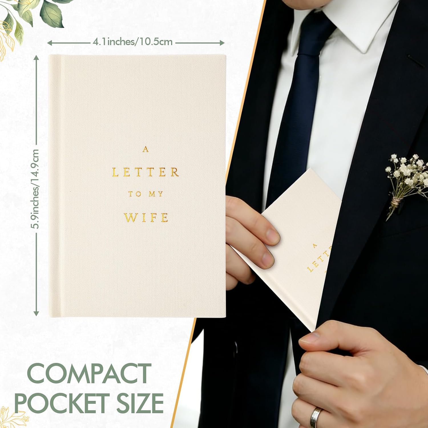 Set of 2 Wedding Vow Books His and Hers Wedding Vow Books Registry Gifts Idea for Bride Groom Gold Foil 80 Lined Pages Engagement Gift Essentials for Guest Newly Engaged Couple(Ivory)