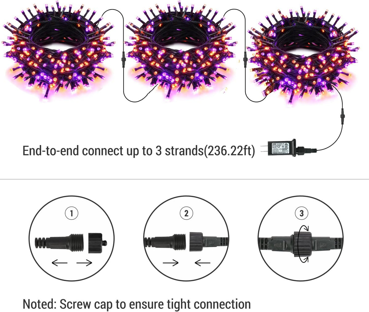 Brizled LED Halloween Lights Indoor Outdoor Orange & Purple String Light