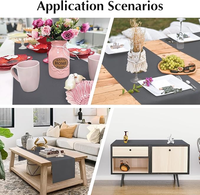 2 Pack Grey Small Short Table Runner 12 x 24 Inch Solid Color Runners Coffee Table Dresser for Daily Party Home Decoration