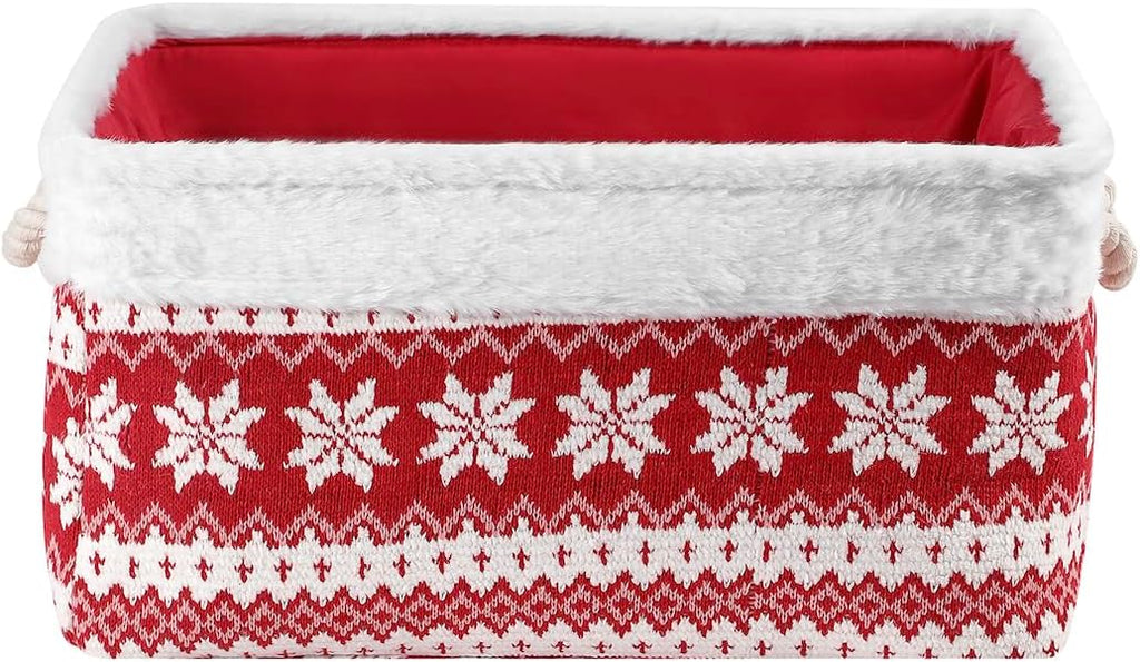 Christmas Basket Large Empty Christmas Baskets Red Christma Gift Baskets with Handles Holiday Storage for Gifts Holiday Decor for Baby/Kids/Nursery Room