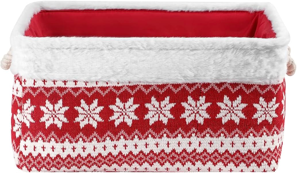 Christmas Basket Large Empty Christmas Baskets Red Christma Gift Baskets with Handles Holiday Storage for Gifts Holiday Decor for Baby/Kids/Nursery Room