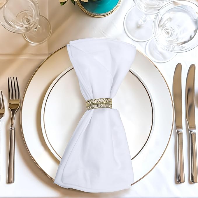 Urban Villa White Cloth Napkins Set of 12 100% Cotton Dinner Napkins Cloths Washable 20”x20” Absorbent Soft Durable Reusable-Ideal for Everyday Use Parties Wedding Thanks Giving Christmas Halloween