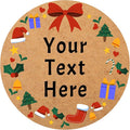 100-1000pcs Custom Stickers Merry Christmas Stickers Personalized Labels Adhesive Xmas Decorative Envelope Seals Stickers for Cards Gift Boxes(Round Kraft-12)
