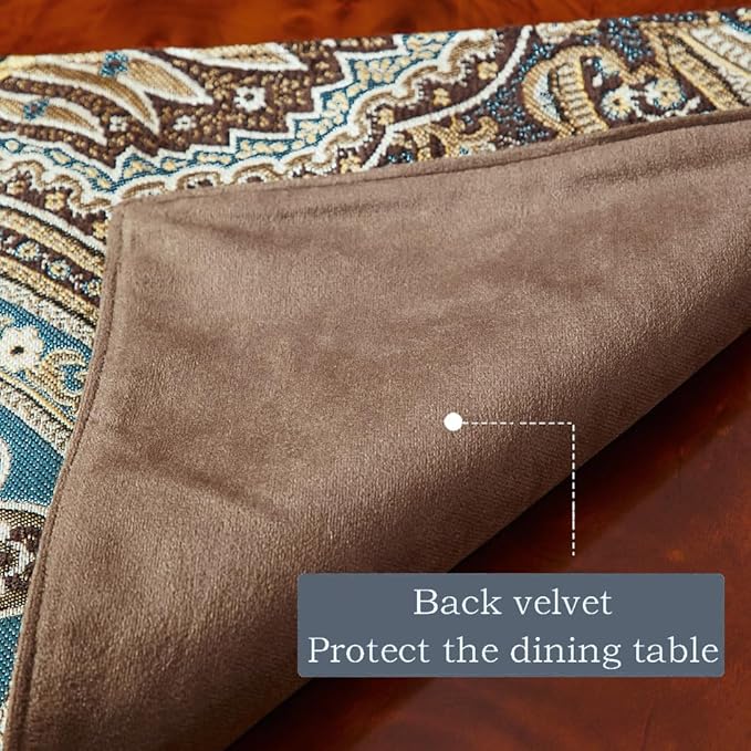 Luxury Vintage Design Table Runners 108 inches long Embroidery Jacquard Fabric with Multi-Tassels table runners for Dining Room Dresser Wedding holiday Party fireplace Decorations (Coffee, 12X108inch)
