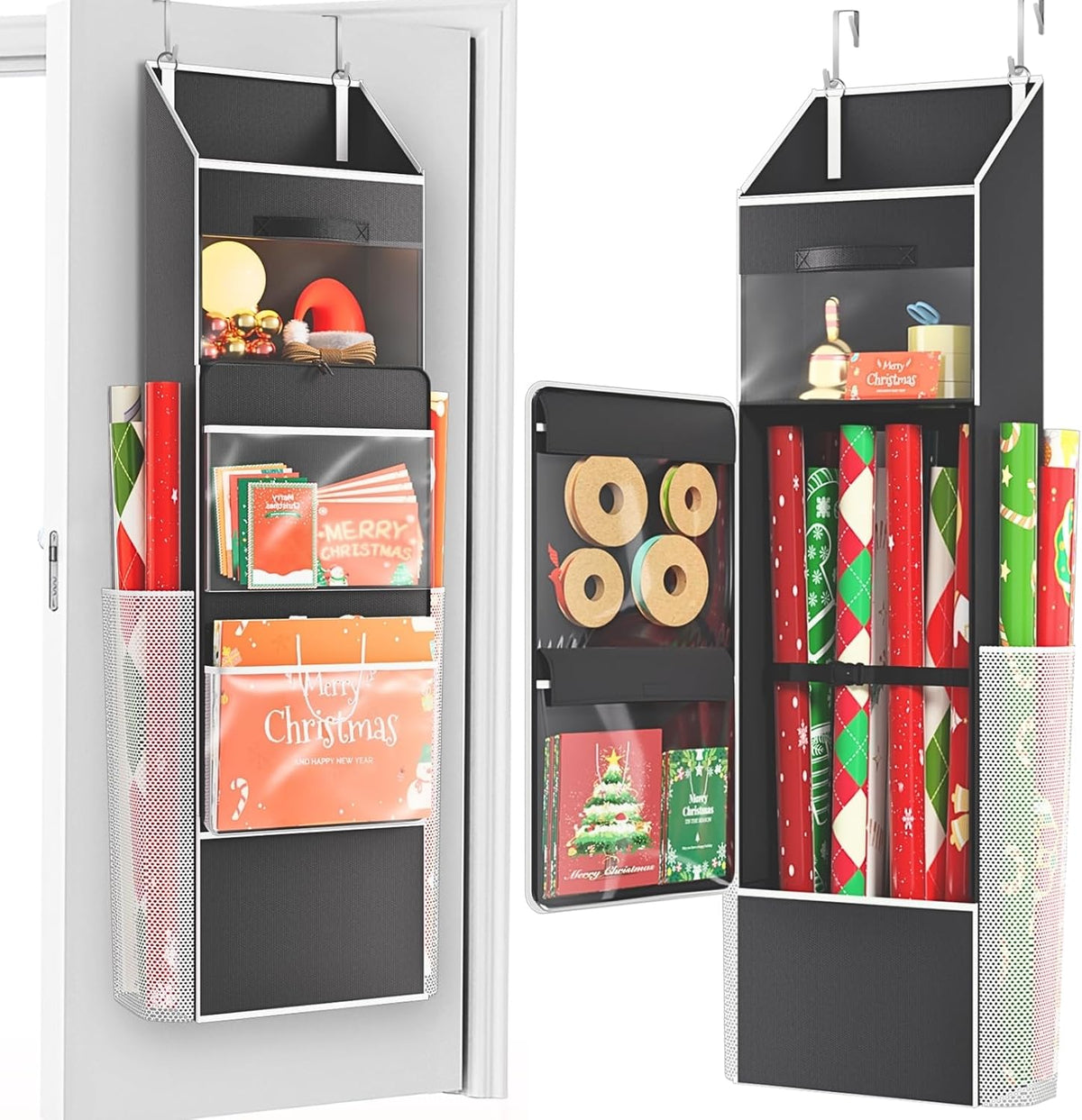 ofiray-home 2-in-1 wrapping paper organizer storage, over door, main product view