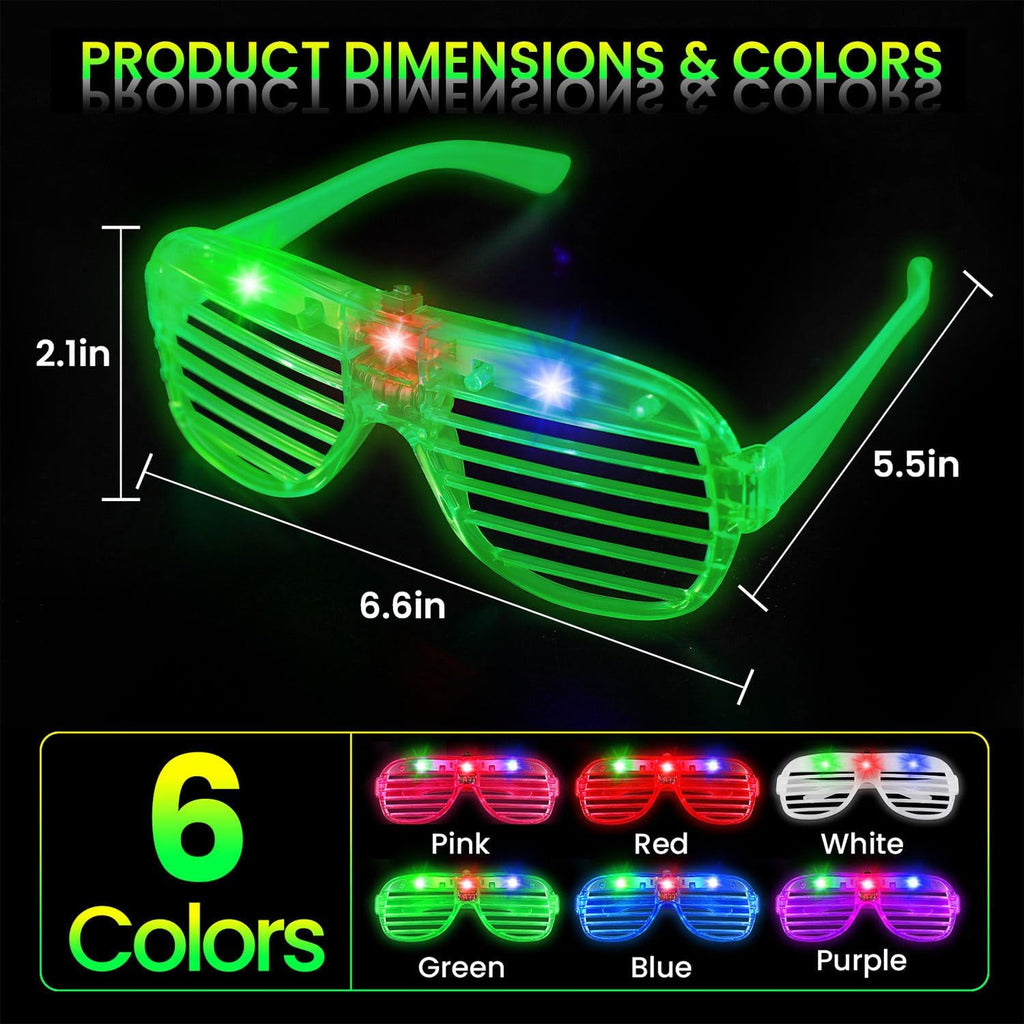 60 Pack LED Glasses ,6 Colors Light Up Glasses Glow in The Dark Party Supplies , Party Glasses for Adults , Glow Shutter Glasses for Valentines Day , New Year's Eve Decoration , Birthday