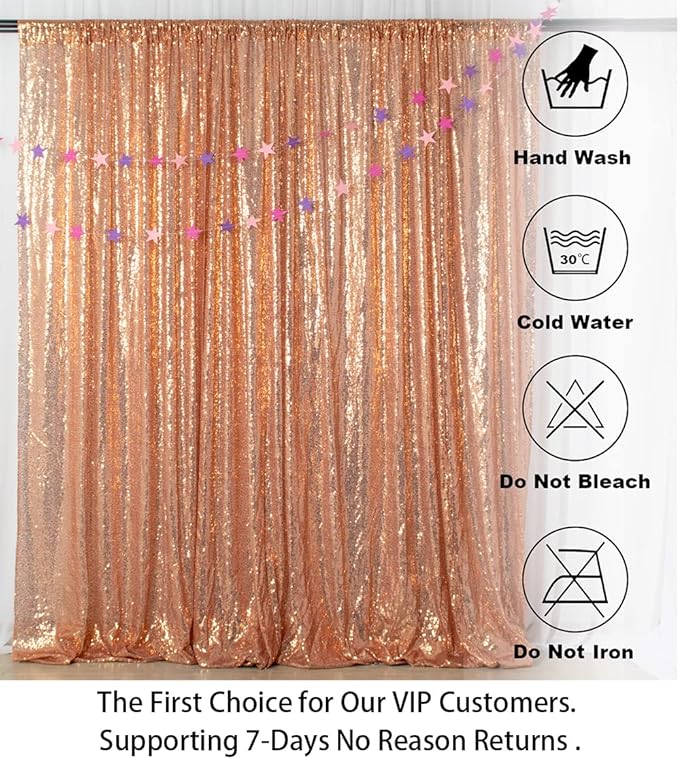 ShinyBeauty 4FT x 7FT Rose Gold Sequin Backdrop | Photo Booth Background | Wedding & Rust Backdrops | Sparkly Sequin Fabric | Perfect for Photography & Events | Durable & Elegant Curtains