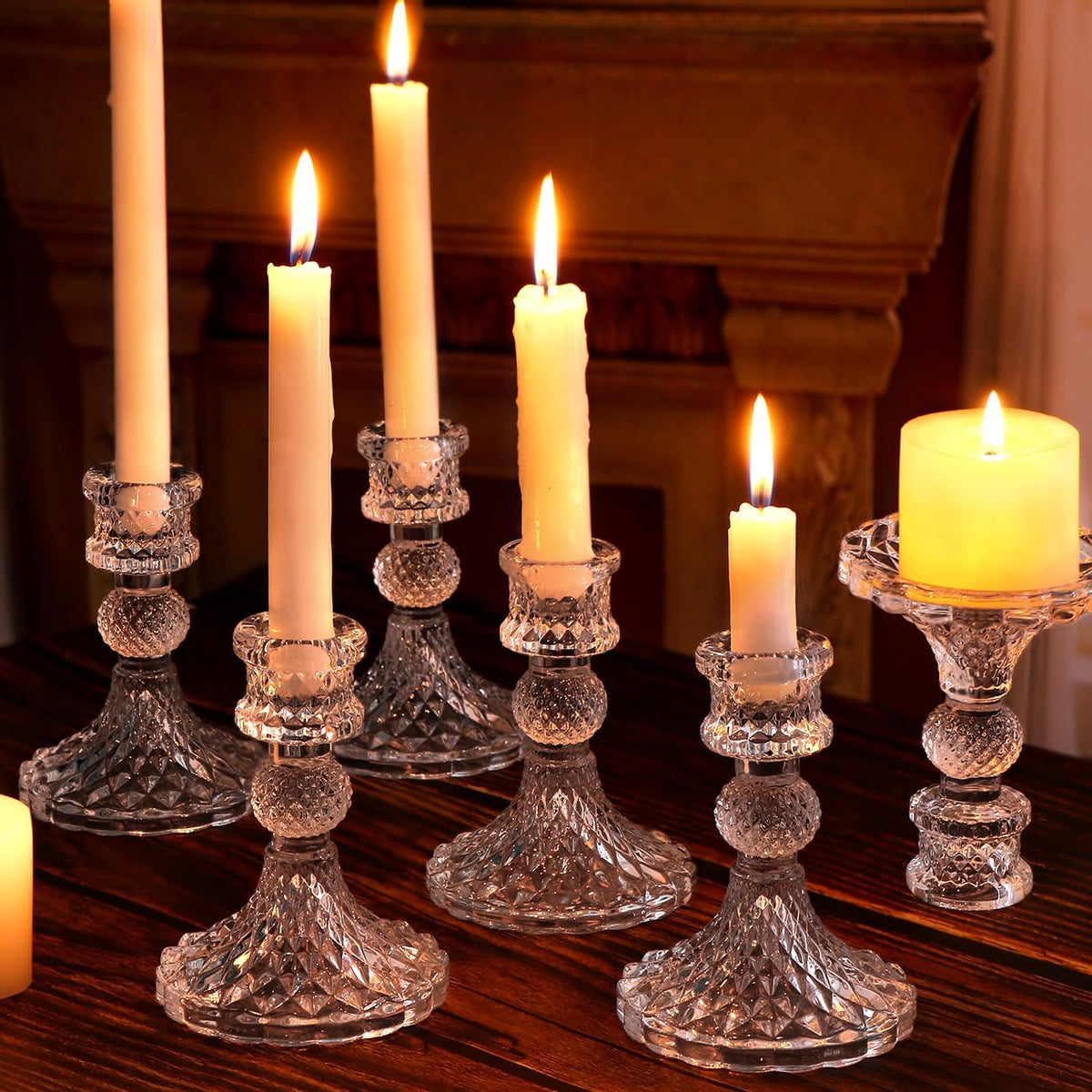 DARJEN Candlestick Holders Set,12Pcs 4" H Taper Candle Holders Bulk, Cle...