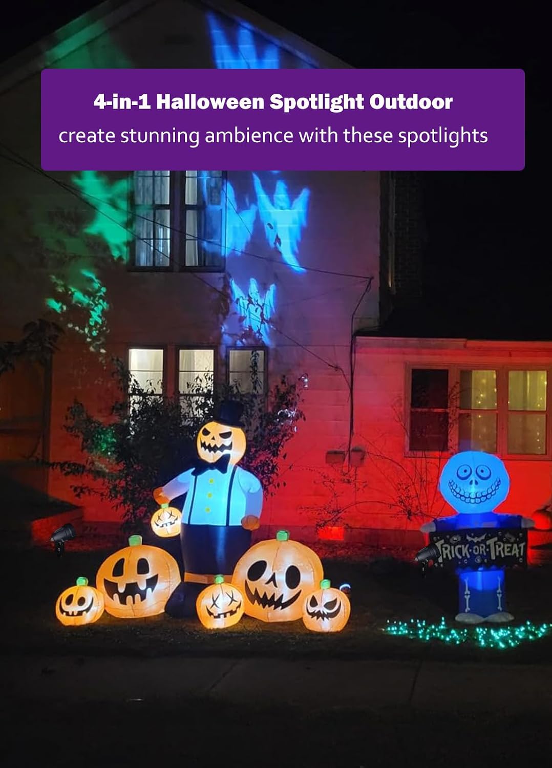 Spotlight Outdoor for Halloween Christmas: 4-in-1 RGBW Low Voltage Landscape ...