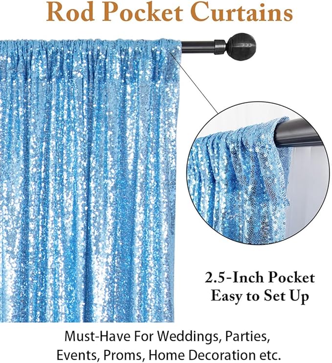 ShiDianYi 4FTX6FT-Baby Blue-Sequin Photo Backdrop,Party/Prom Photography Background,Wedding Photo Booth, Glitter Backdrop for Birthday Party Baby Shower
