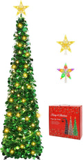 5ft pop up christmas tree with lighted top, main product view