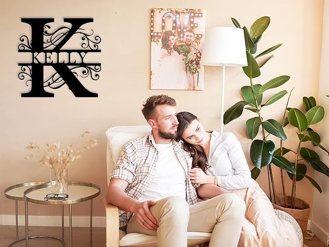 Custom Metal Name Sign | Split Letter Monogram Wall Decor | Personalized Family Name Sign | Personalized Anniversary Wedding Gift | Outdoor Metal Art | Housewarming Gift