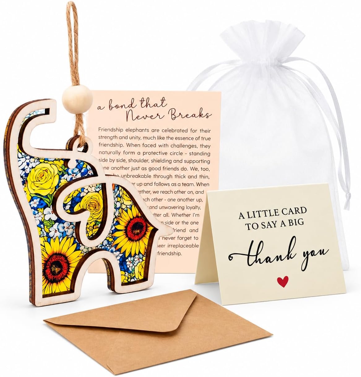 Best Friend, Friendship Elephant Ornament with Story Card, Suncatcher Window Decor - Birthday Gifts for Women, Bestie & Sister Gifts, Unique Galentines Holiday Friendship Decor