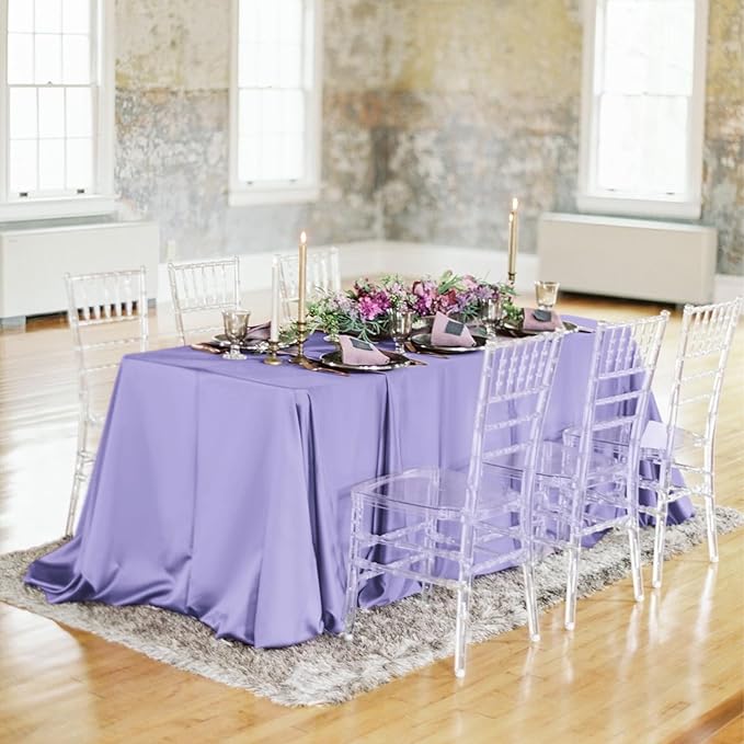 12 Pack 60 x 102 Inch Rectangle Tablecloth Lavender Polyester Tablecloth for 6 Feet Rectangle Tables,Washable Fabric Table Cloth for Wedding Dining Table Buffet Parties Camping