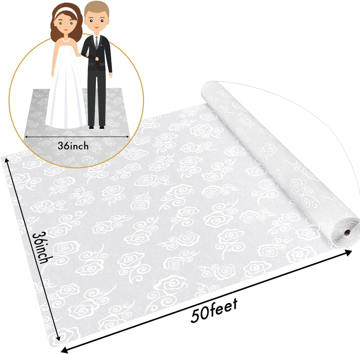 Thickened Aisle Runner, Rose, 3x50 Feet