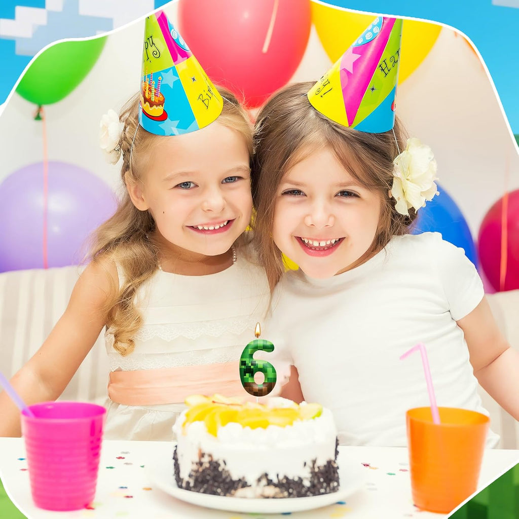 Pixel Birthday Candle Number 6, Themed Cake Party Decor | 2.36 Inch Game Pixel Number 6 Cake Candle Topper, Decor for Birthday Celebrations, Party Favors and Themed Gathering Supplies